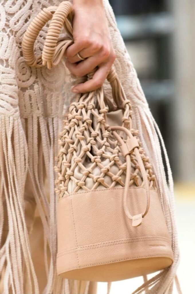 Jonathan Simkhai Macrame Drawstring Handbag SS22