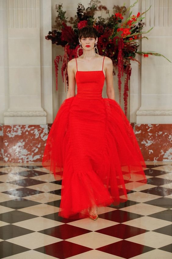 Carolina Herrera Spring 2022 Long Red Dress