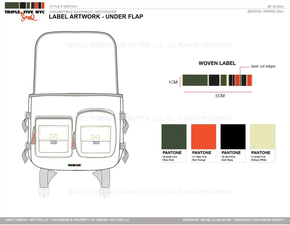 Tech Pack Example Woven Label