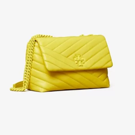 Yellow Powder Coated Hardware on Handbag - ornament and chain